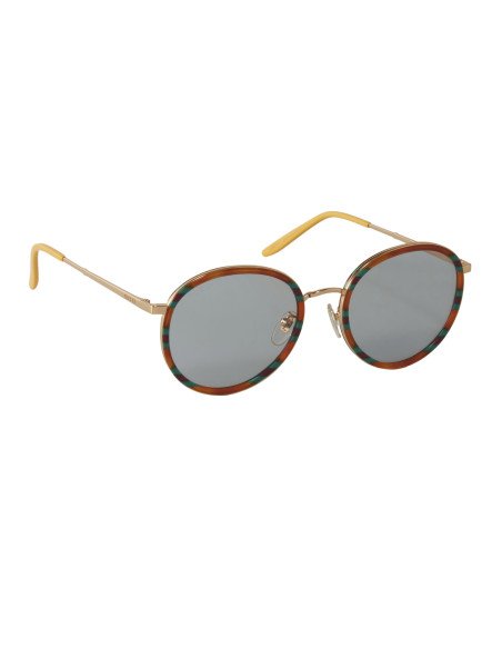 Gucci Gg0677SK 004 Round Metal Carey Verde Naranja Gris | Sunnies.uno