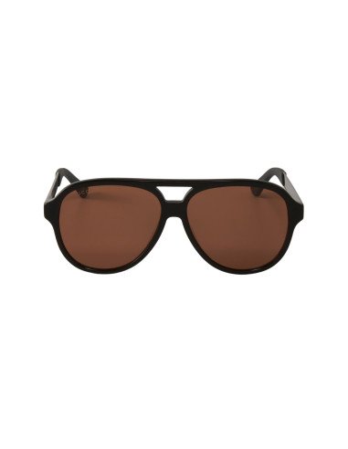 Gucci Gg0688S 005 Aviator Metal Cafe Amarillo Negro | Sunnies.uno