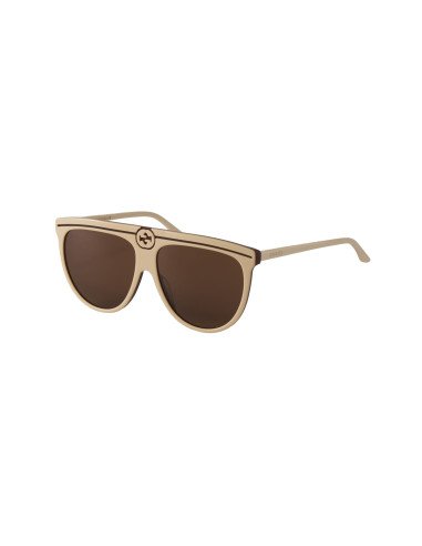 Gucci Gg0732S 002 Fashion Aviator Ivory White Cafe transparente | Sunnies.UNO