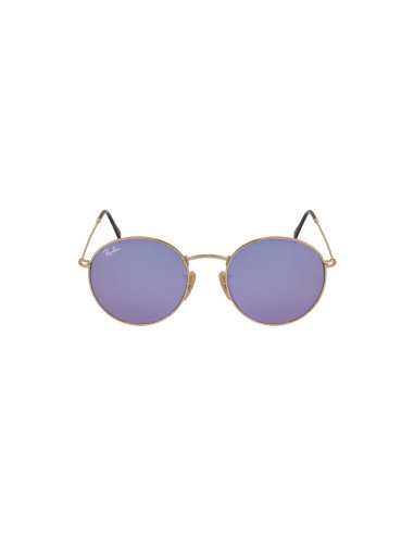 Ray Ban Rb3447N 001/8o Round Metal Flat Lila Espejo Dorado | Sunnie...