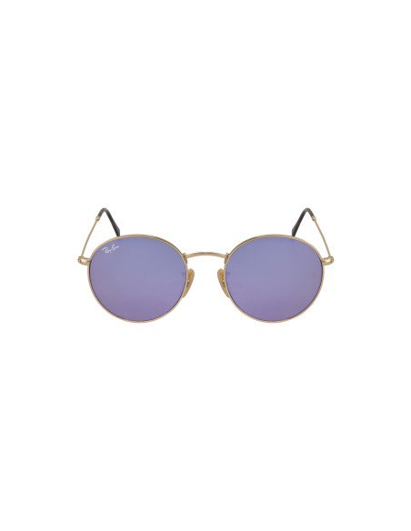 Ray Ban Rb3447N 001/8o Round Metal Flat Lila Espejo Dorado | Sunnie...