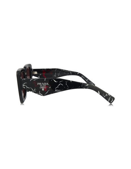 Prada SPR 23YS 1AB-06Q Square Shape Black Red